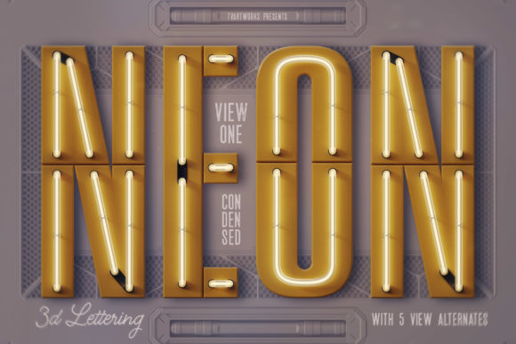 Condensed Neon 3D Lettering: A Bold Asset for Modern Design