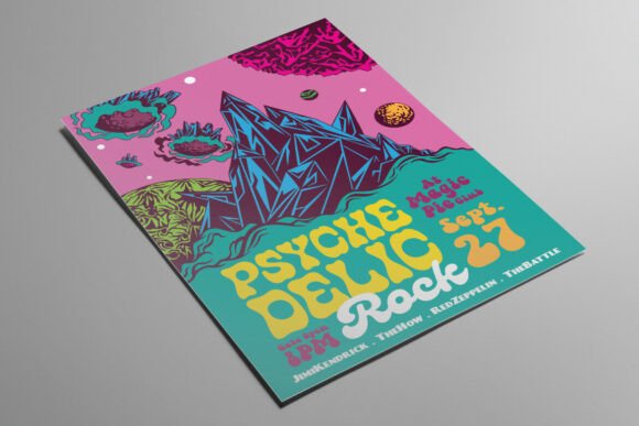 Space Psychedelic Rock Illustrated Flyer: Your Creative Launchpad